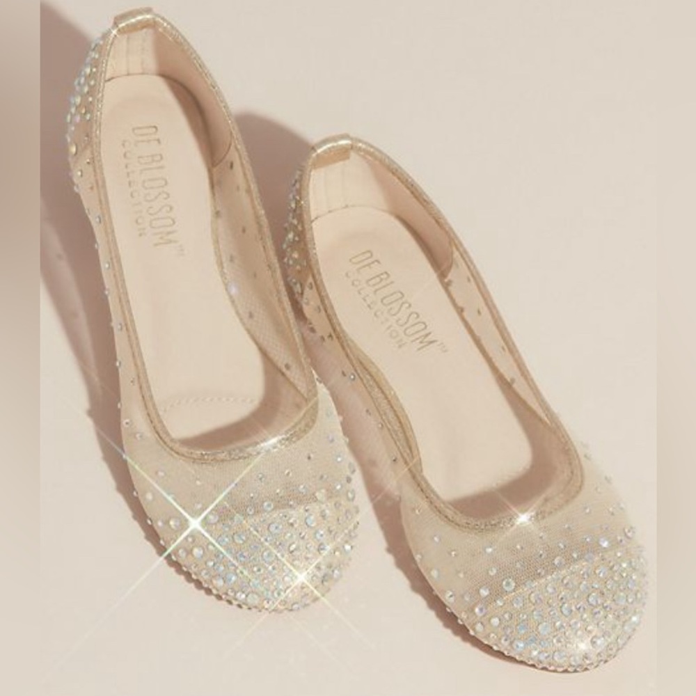 Illusion toe cap crystal embellished ballet flats